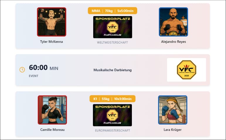 Combat Sports Event Management Platform – View 2
