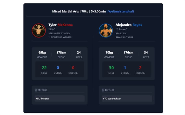 Combat Sports Event Management Platform – View 3
