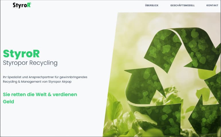 Styrofoam Recycling Website – View 2