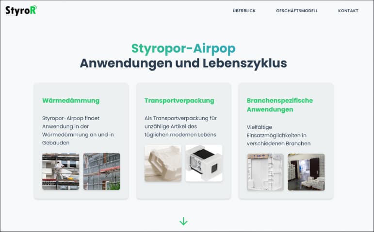 Styrofoam Recycling Website – View 3